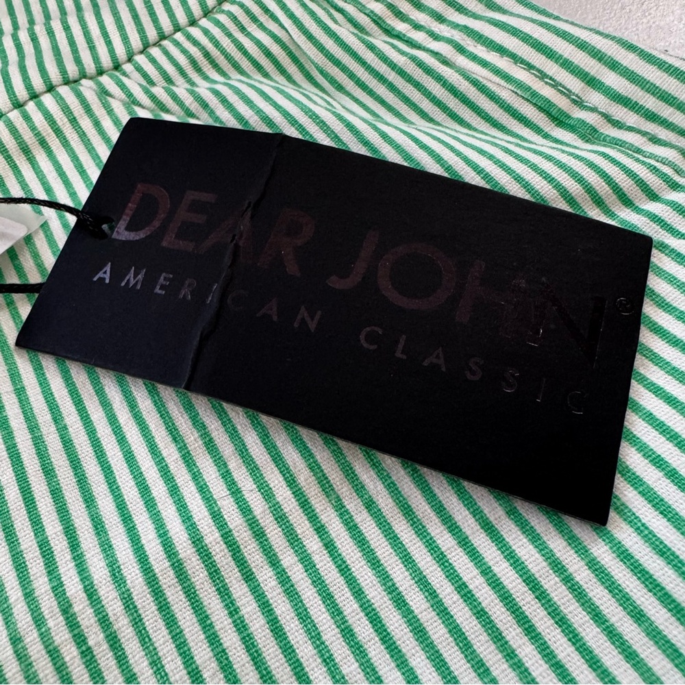NWT Dear John Finnegan Printed Cuffed Shorts‎ Striped Green and White Size 33 - Picture 12 of 12